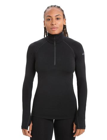 Black Icebreaker BodyfitZone™ Merino 200 Zone Thermal Long Sleeve Half Zip Top Women's Base Layers | AU 1867KORI